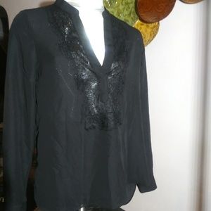 Lauren Conrad v-neck top with black lace and tux c